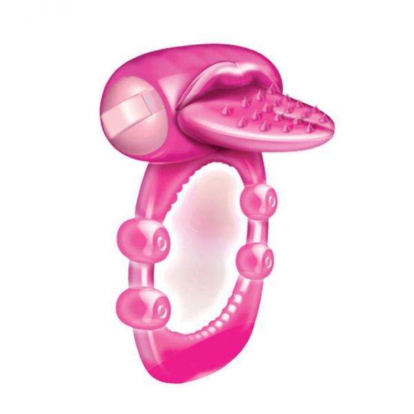 Nubbie Tongue Magenta Pink Vibrating Cock Ring