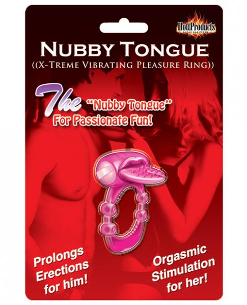 Nubbie Tongue Magenta Pink Vibrating Cock Ring