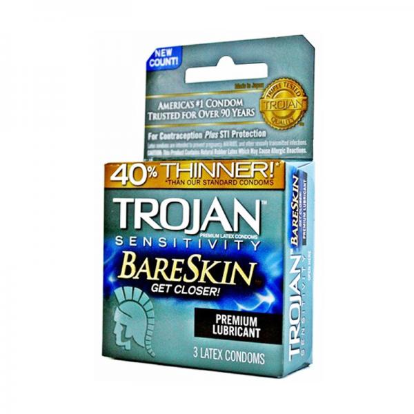 Trojan Bareskin Thinner Latex Condoms (3 Pack)
