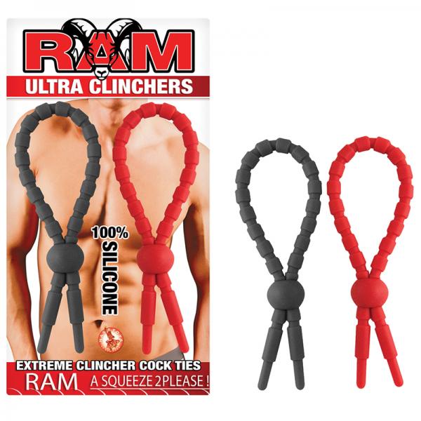 Ram Ultra Clinchers Cock Ties 2 Pack Red, Black