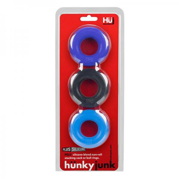 Hunkyjunk Huj3 3-pack C-ring,  Blue Multi