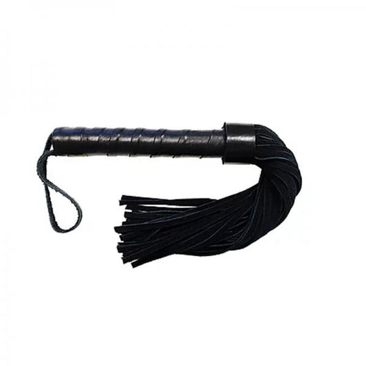Short Suede Flogger With Leather Handle - Black